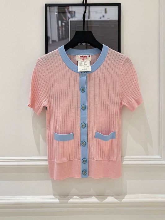 25 new summer vintage contrast color knitted cardigan