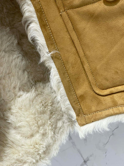 Di 25Fw Zipper wool leather short jacket