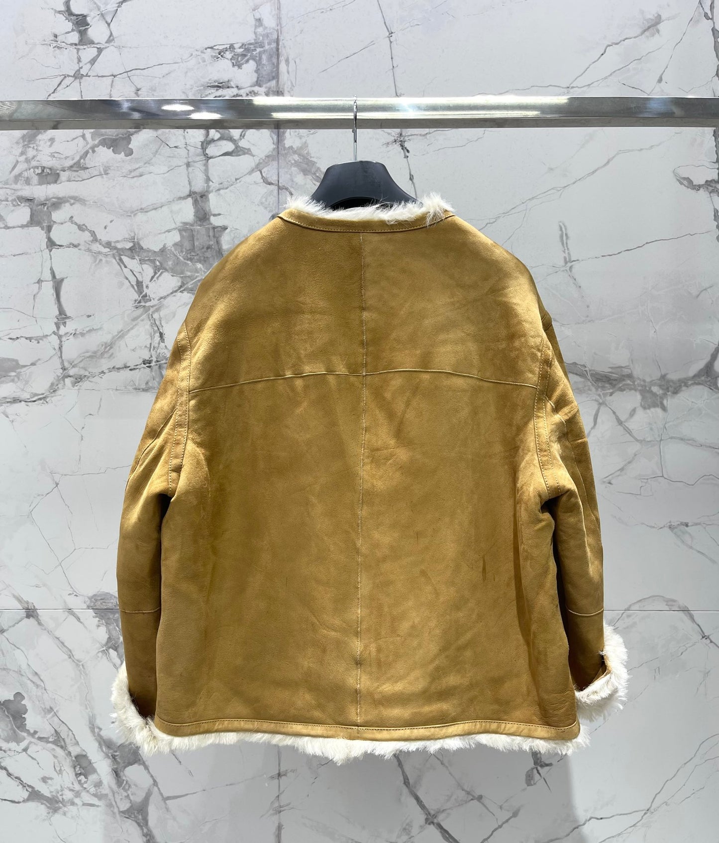 Di 25Fw Zipper wool leather short jacket