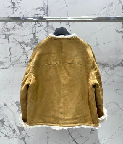 Di 25Fw Zipper wool leather short jacket