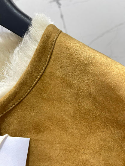 Di 25Fw Zipper wool leather short jacket
