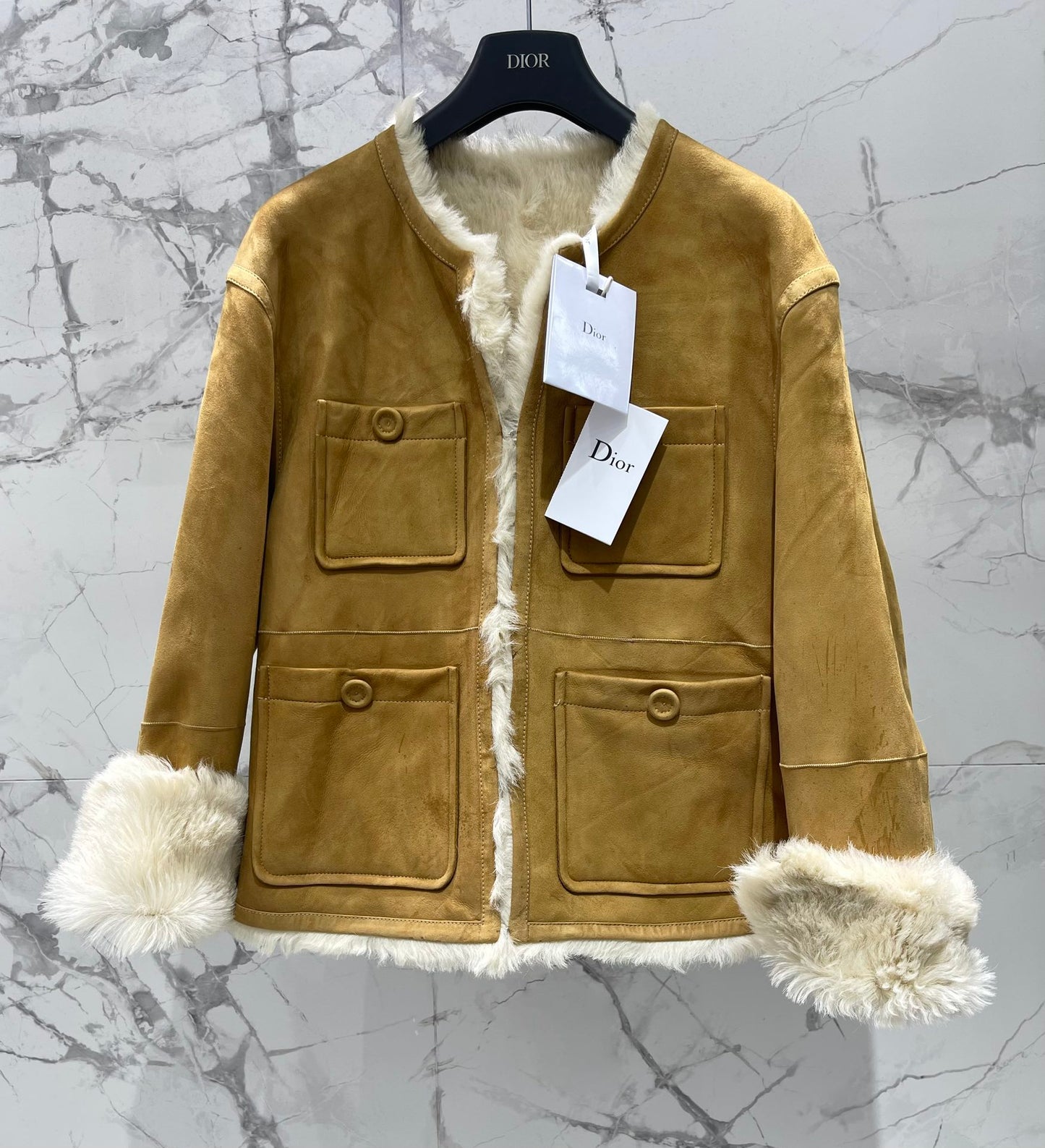 Di 25Fw Zipper wool leather short jacket