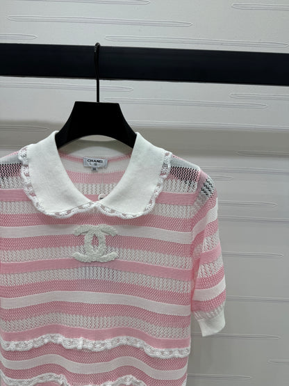 C 2025 Spring/Summer Lace Collar Knit Short Sleeve!