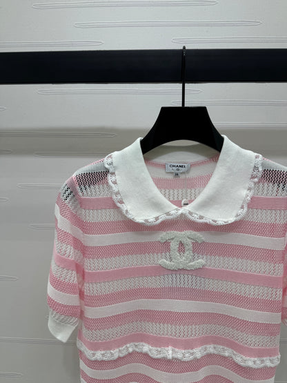 C 2025 Spring/Summer Lace Collar Knit Short Sleeve!