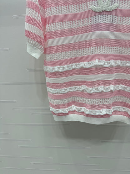 C 2025 Spring/Summer Lace Collar Knit Short Sleeve!