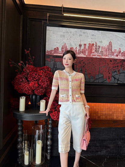 C 2025 Spring/Summer Lace Collar Knit Short Sleeve!