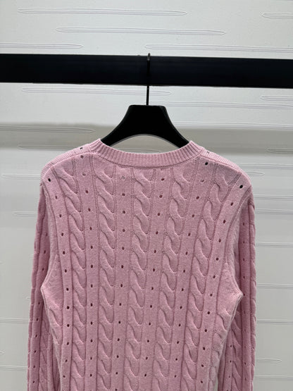 V 25 Early Fall Braided Knitted Pullover Long Sleeve Sweater