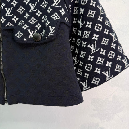 L 2025 Early Fall Jacquard patchwork hooded knitted short-sleeved cardigan!