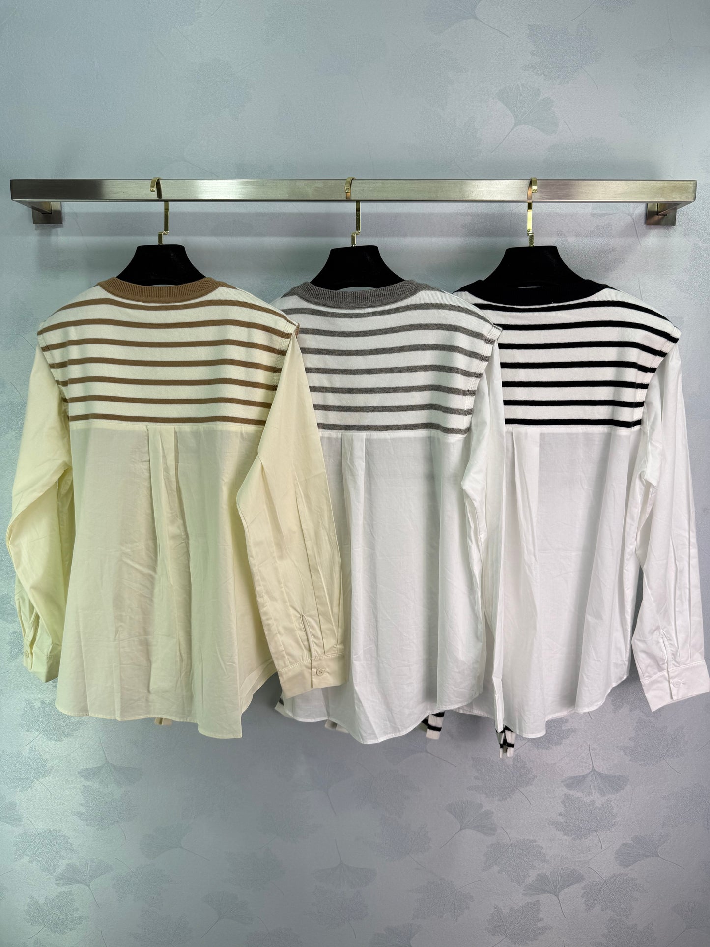 D 25 new striped shirt fake two-piece top