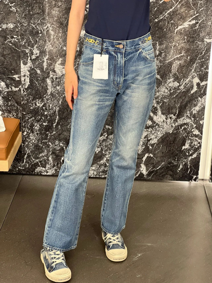 Ce 25 Classic Double-Button Straight-Leg Denim Pants👖