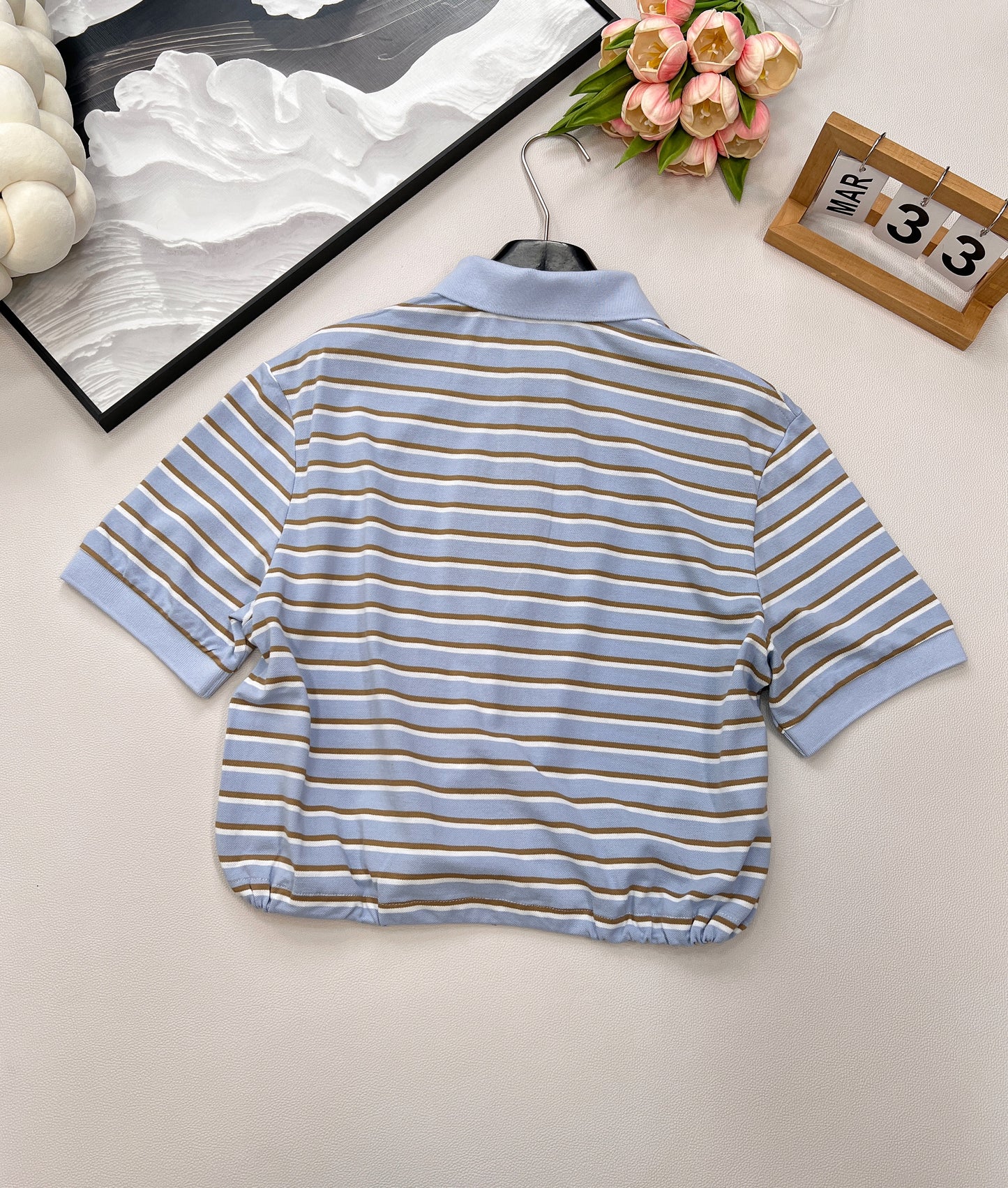 P 2025 new style lapel striped short-sleeved Polo shirt