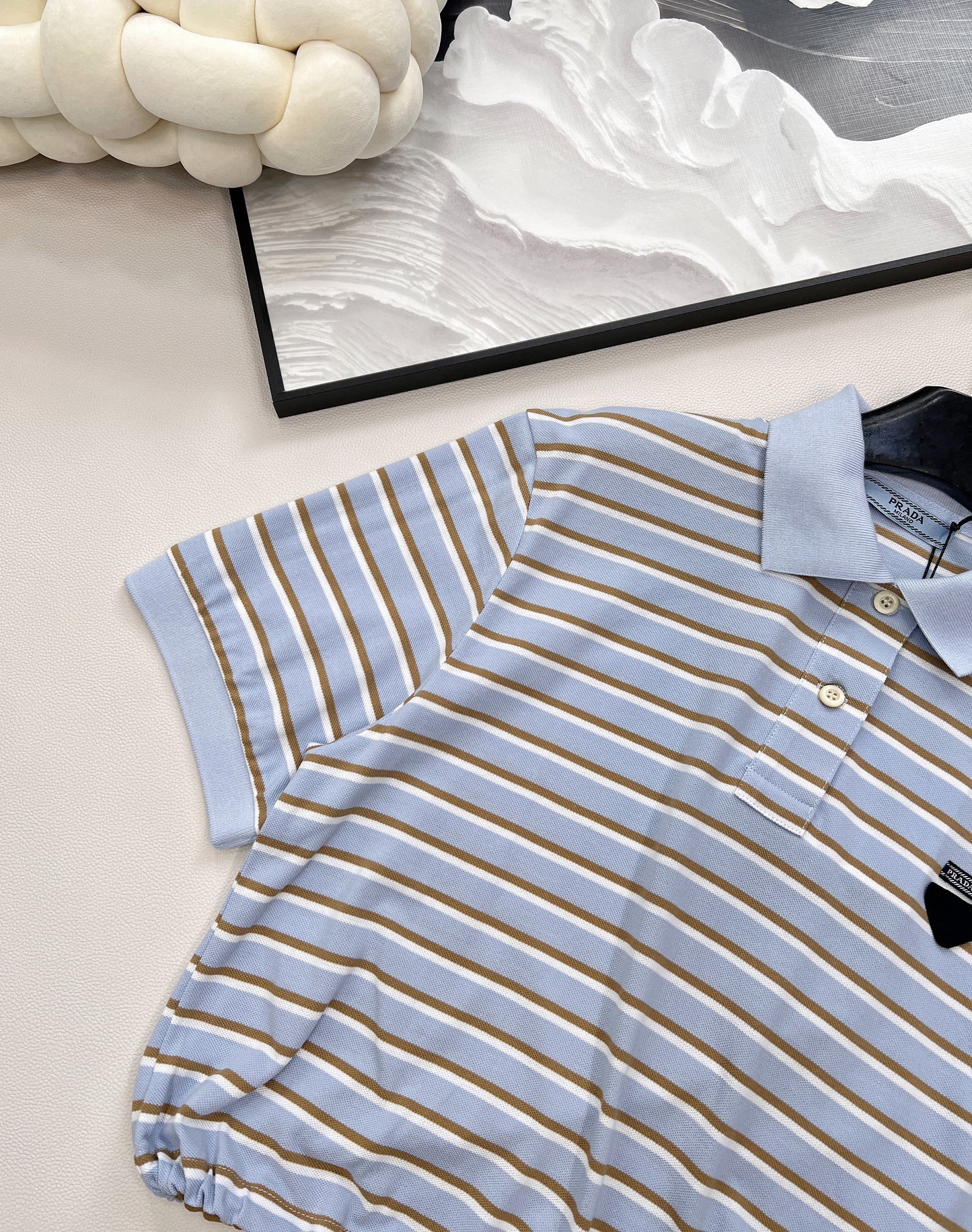 P 2025 new style lapel striped short-sleeved Polo shirt