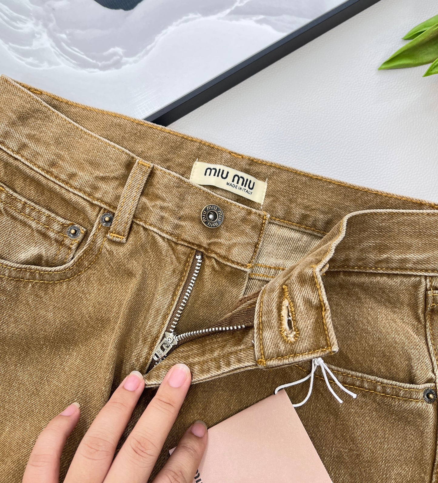 M 25 New style three-dimensional logo straight high waist slim all-match jeans