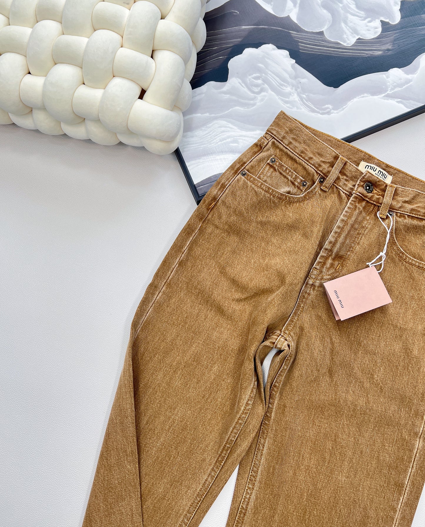 M 25 New style three-dimensional logo straight high waist slim all-match jeans