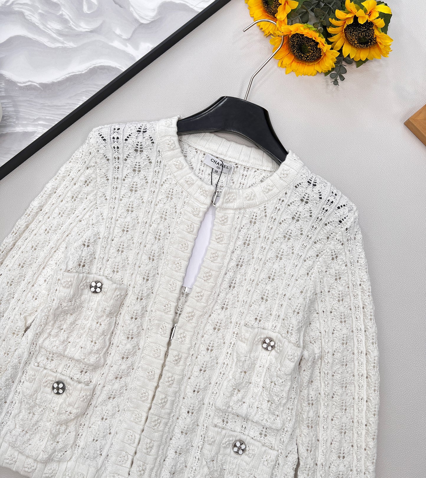 C 25fw Hollow Embossed Woven Cardigan