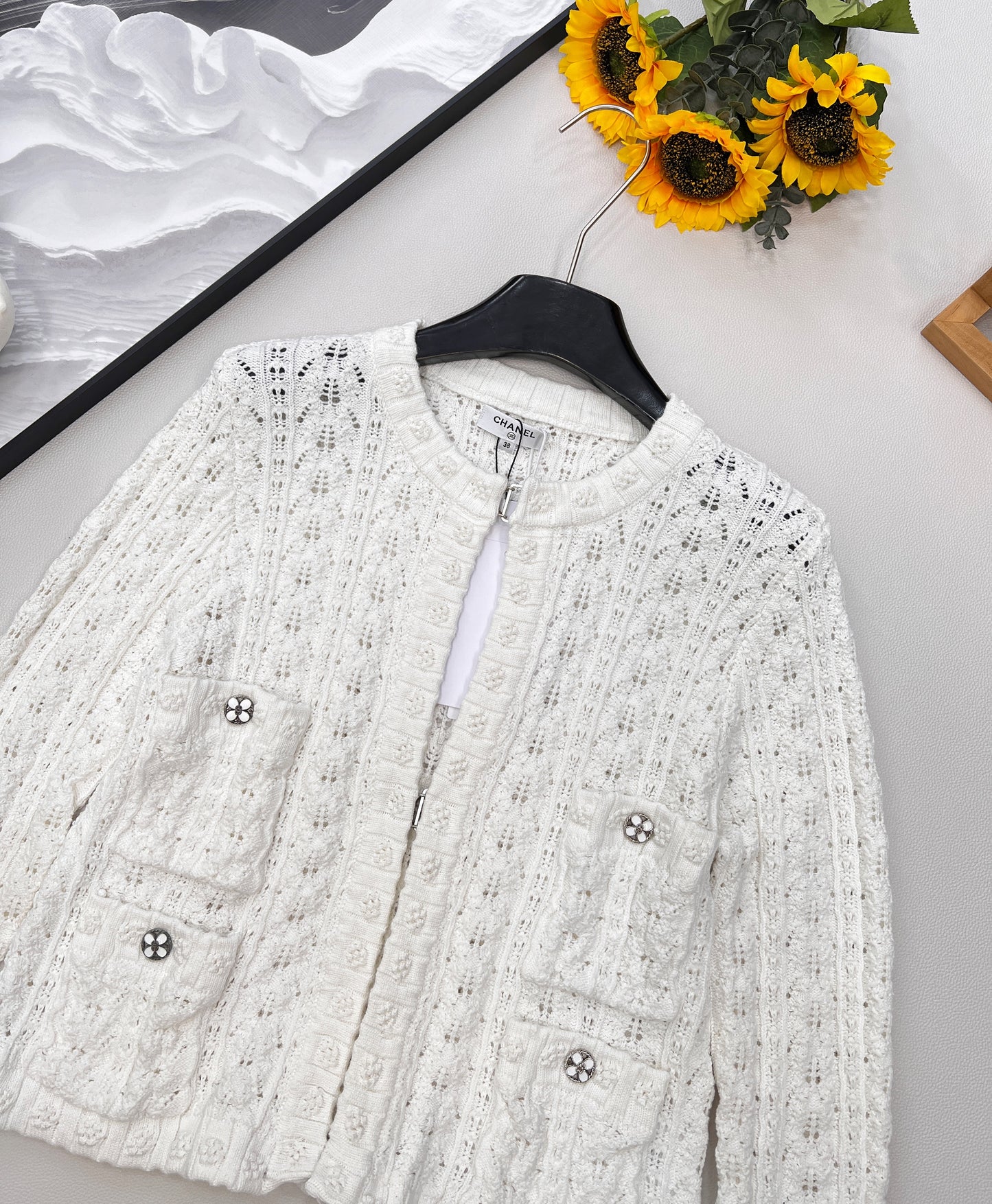 C 25fw Hollow Embossed Woven Cardigan