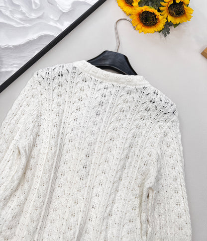 C 25fw Hollow Embossed Woven Cardigan