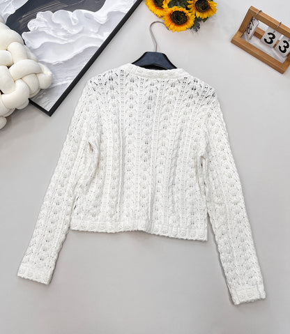 C 25fw Hollow Embossed Woven Cardigan