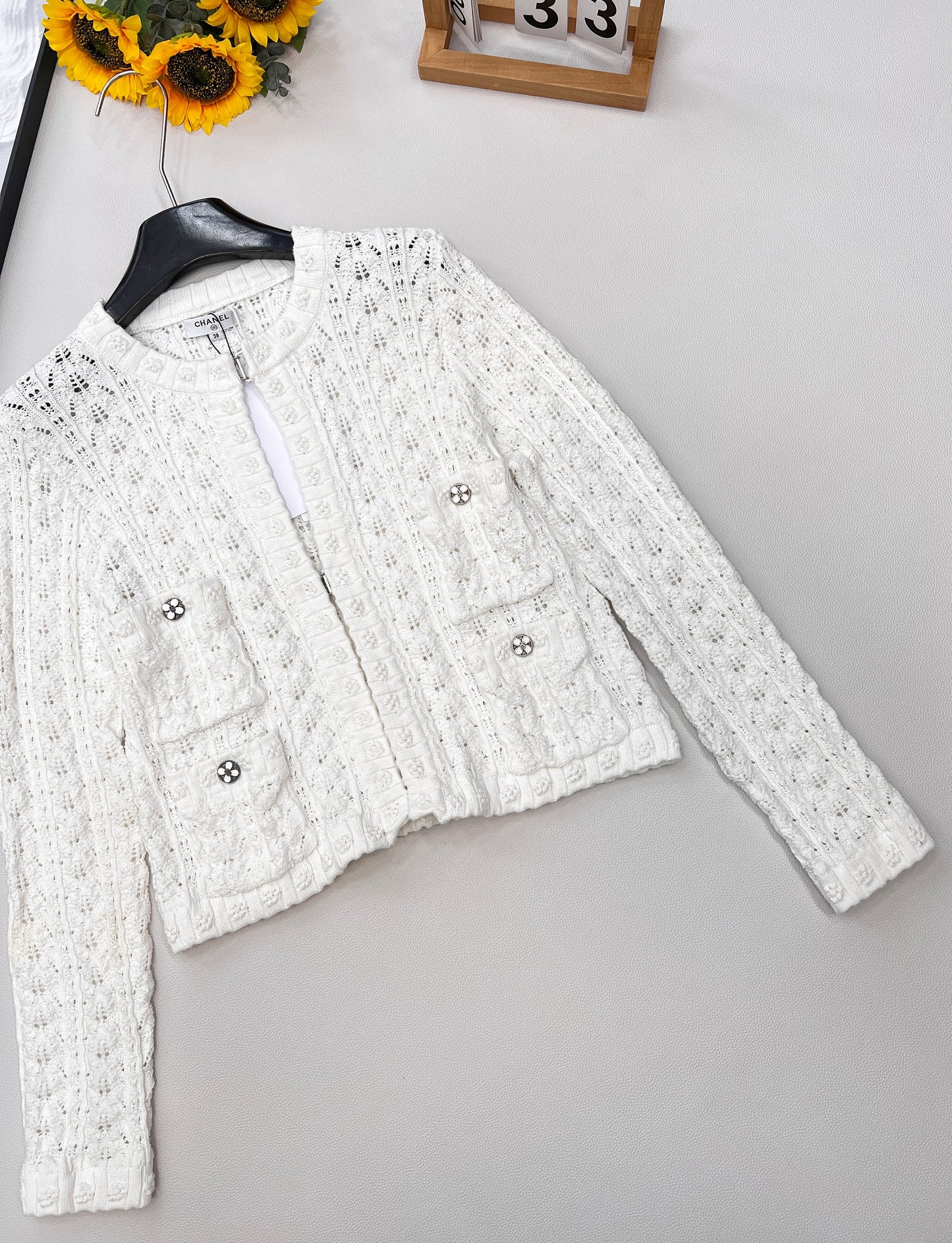 C 25fw Hollow Embossed Woven Cardigan