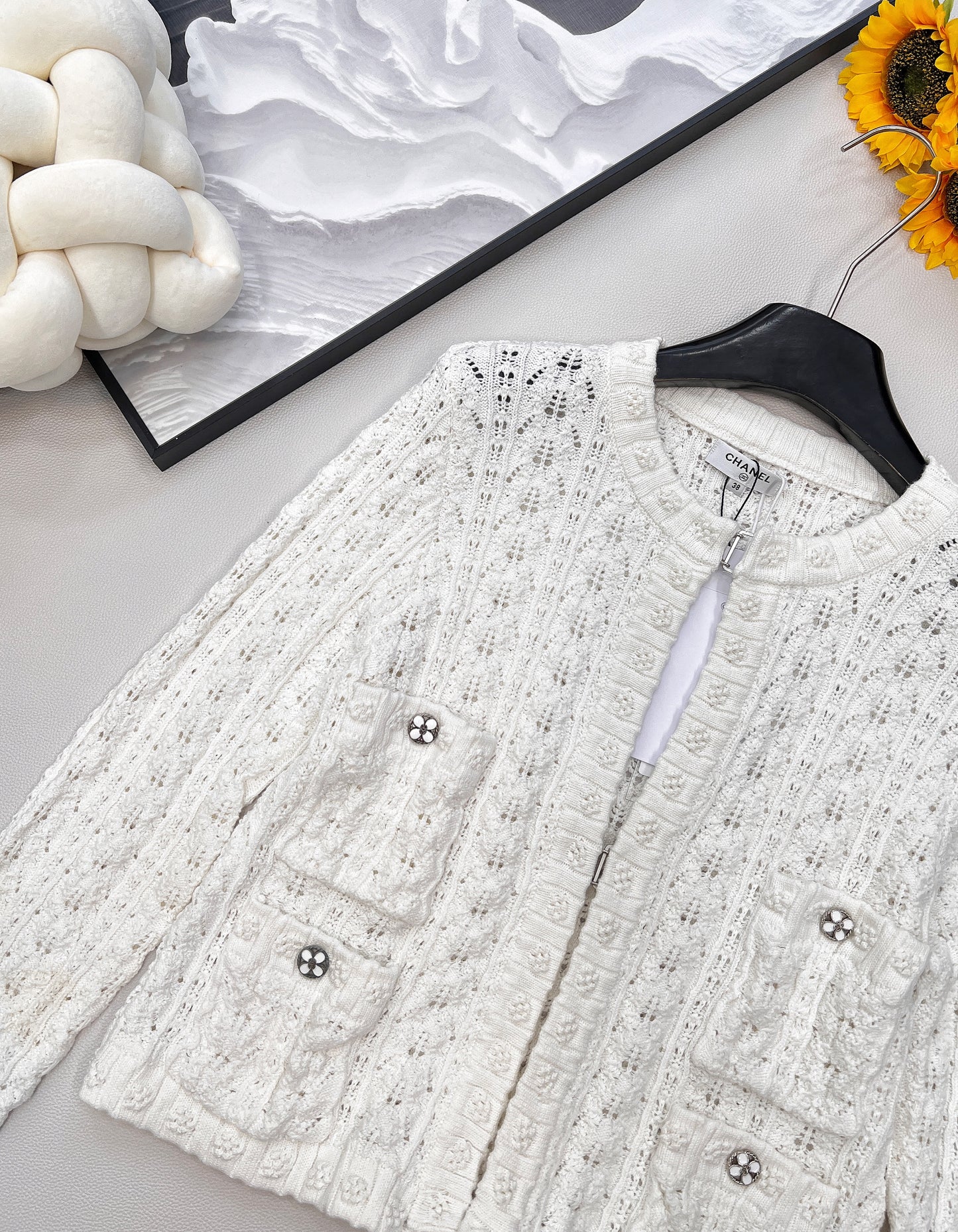 C 25fw Hollow Embossed Woven Cardigan