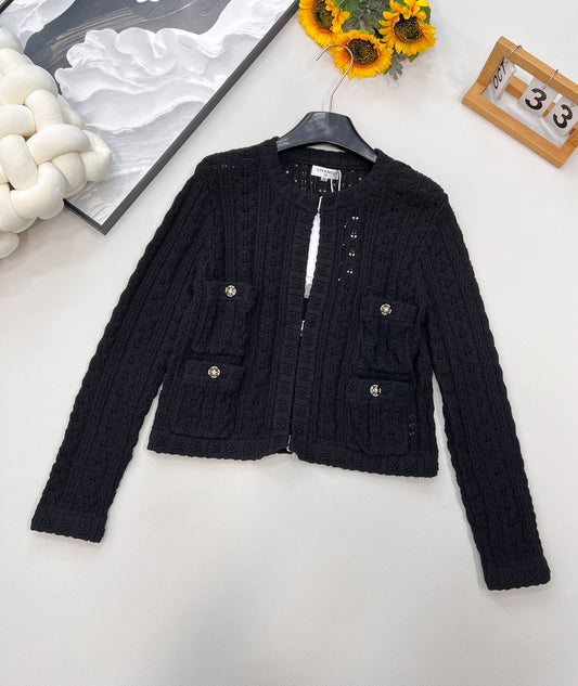 C 25fw Hollow Embossed Woven Cardigan