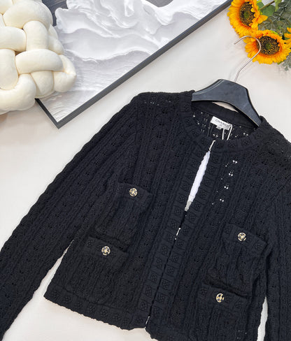 C 25fw Hollow Embossed Woven Cardigan