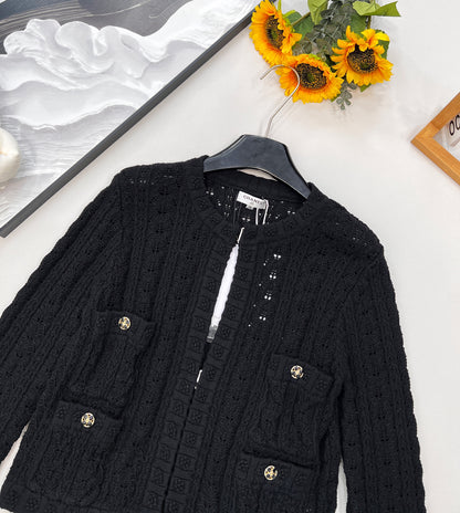 C 25fw Hollow Embossed Woven Cardigan