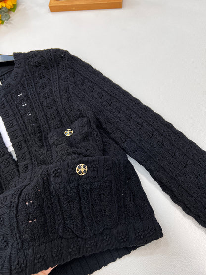 C 25fw Hollow Embossed Woven Cardigan