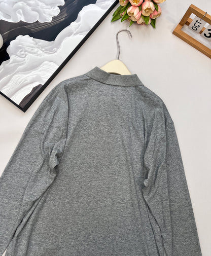 M 25 Letter Logo Embroidery Polo Neck Long Sleeve