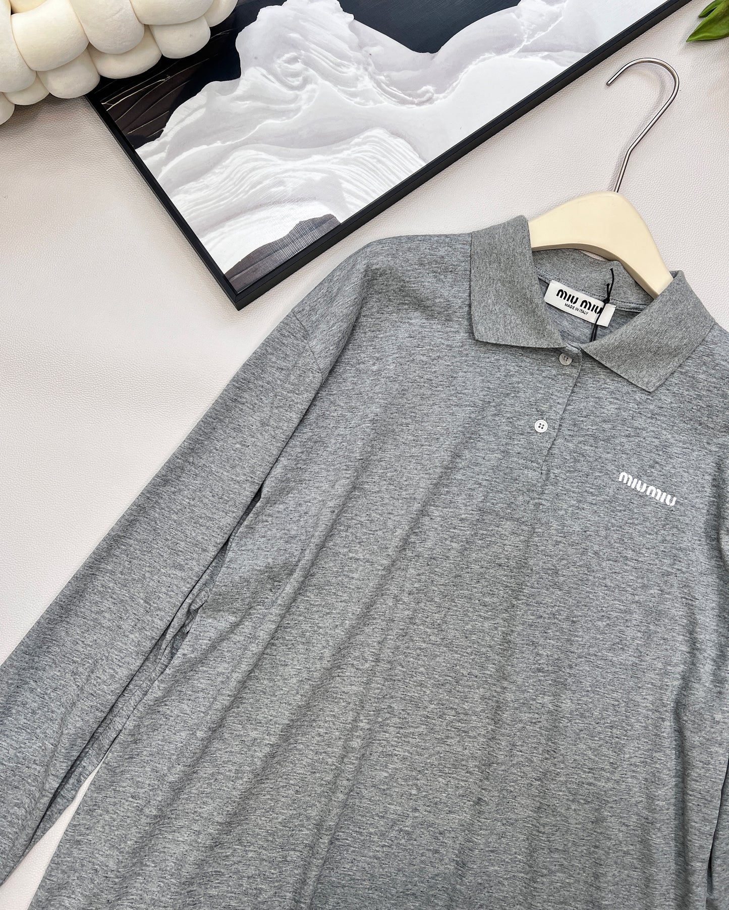 M 25 Letter Logo Embroidery Polo Neck Long Sleeve