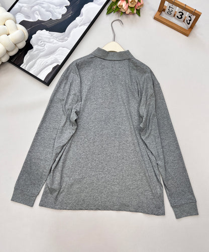 M 25 Letter Logo Embroidery Polo Neck Long Sleeve