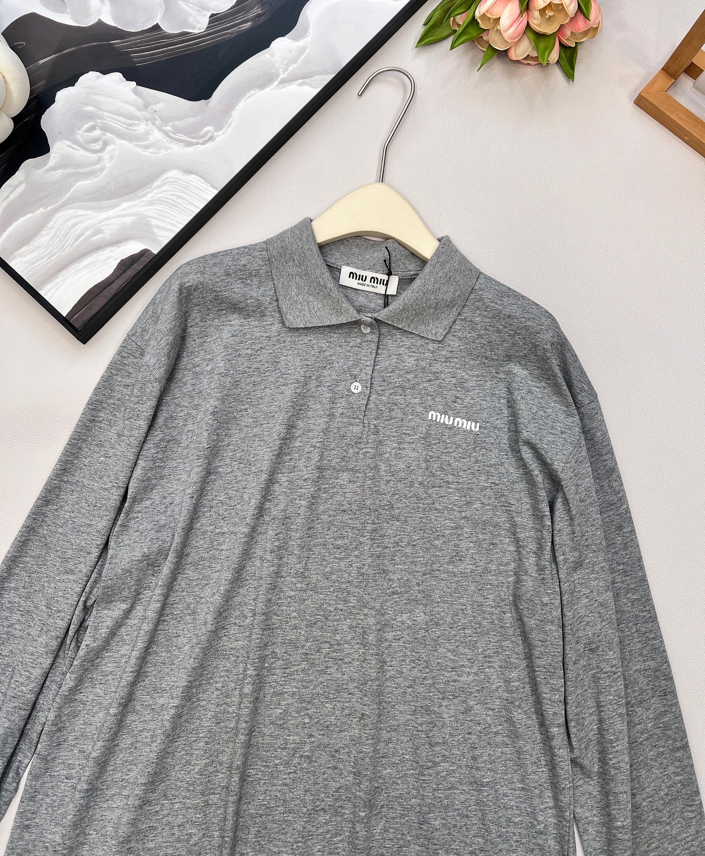 M 25 Letter Logo Embroidery Polo Neck Long Sleeve