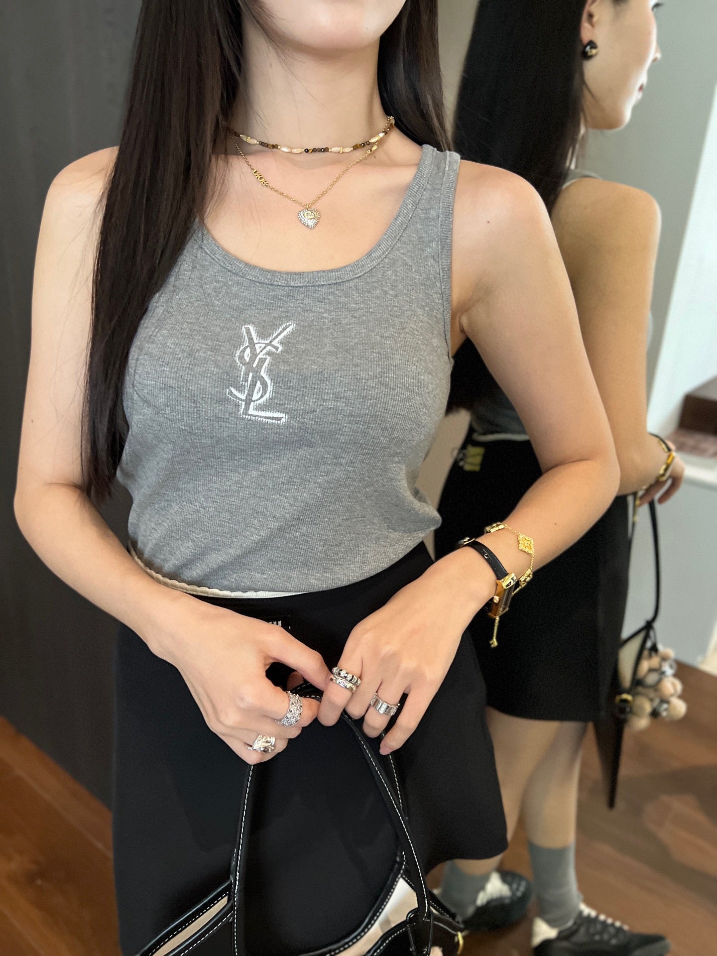 Y 25 logo print ribbed stretch vest