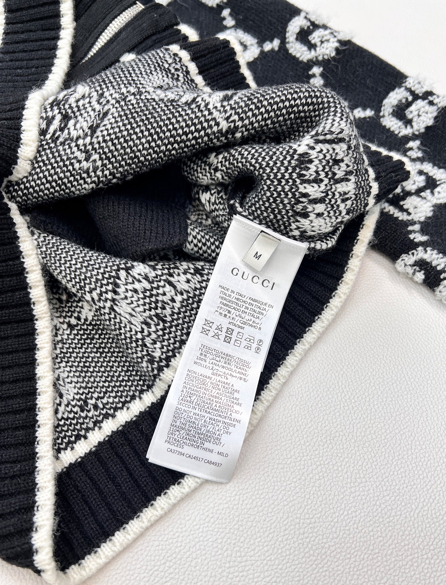 G 25 Limited Edition Classic Stand-Up Collar Jacquard Knit Zipper Cardigan
