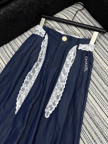 C 25 new styles, lace belt-embellished Tencel jeans