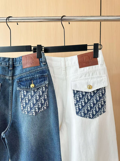 D 2025 Jeans with Monochrome Jacquard Flap Pockets
