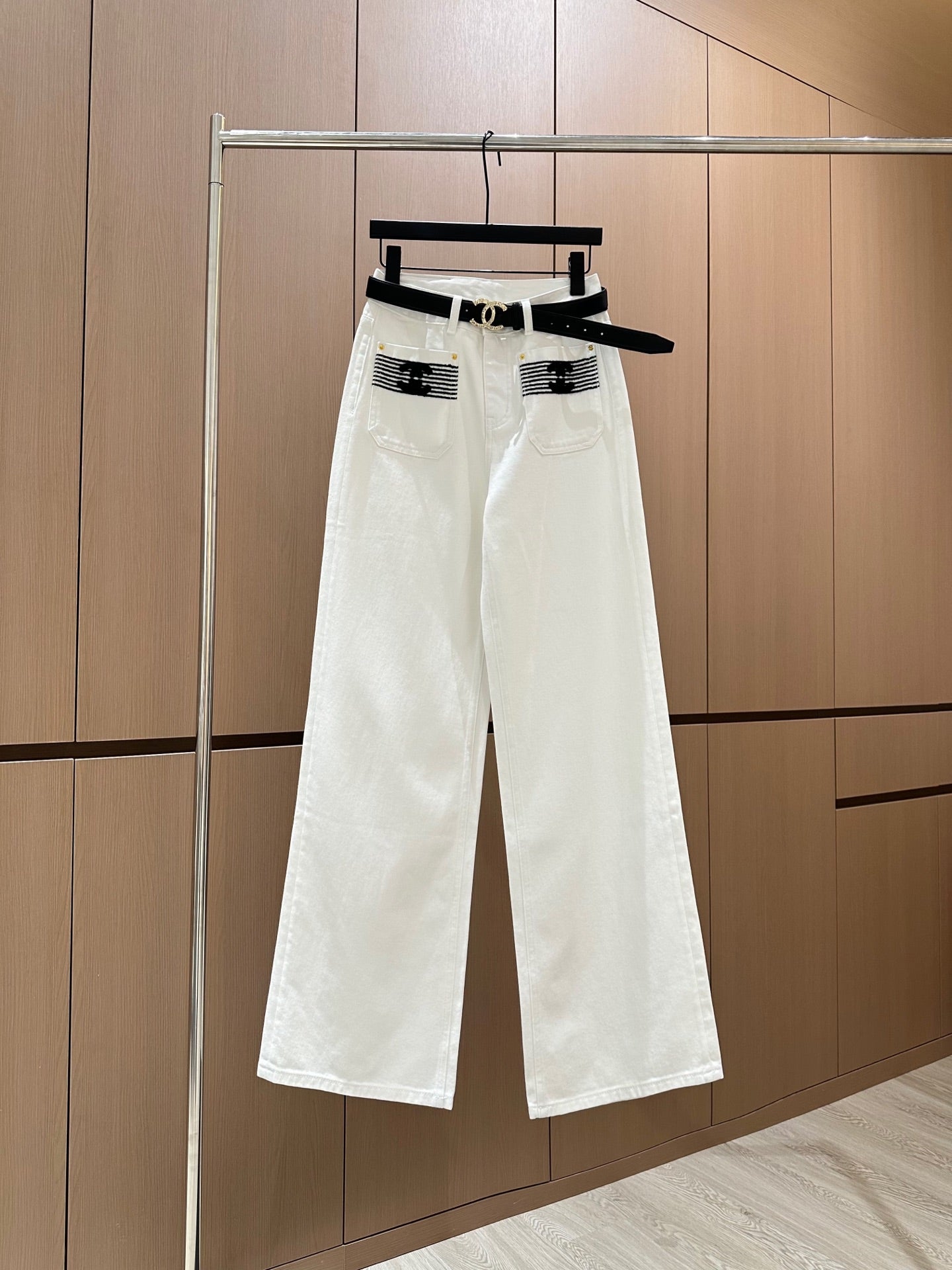 C 2025 Double-Pocket Decorative Jeans [With Belt]