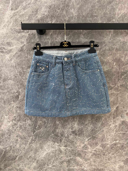 C 25Ss spring and summer new Heavy duty sequin denim half skirt