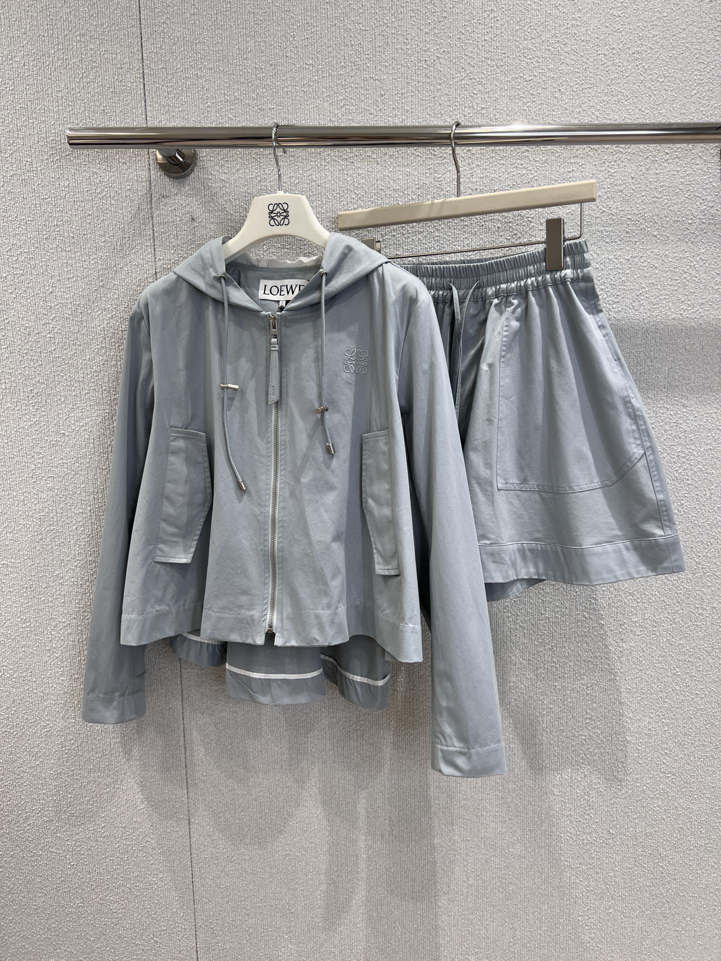LO 25Fw Early Fall New Hooded Drawstring Zipper Jacket + Shorts Set