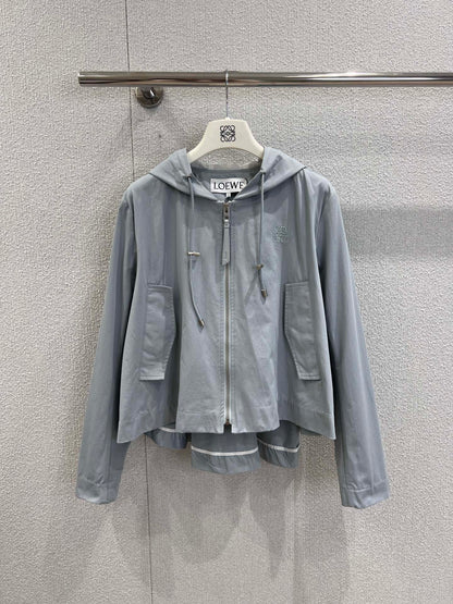LO 25Fw Early Fall New Hooded Drawstring Zipper Jacket + Shorts Set