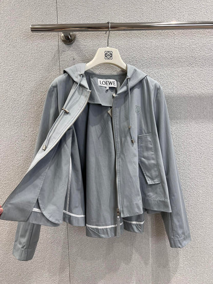 LO 25Fw Early Fall New Hooded Drawstring Zipper Jacket + Shorts Set