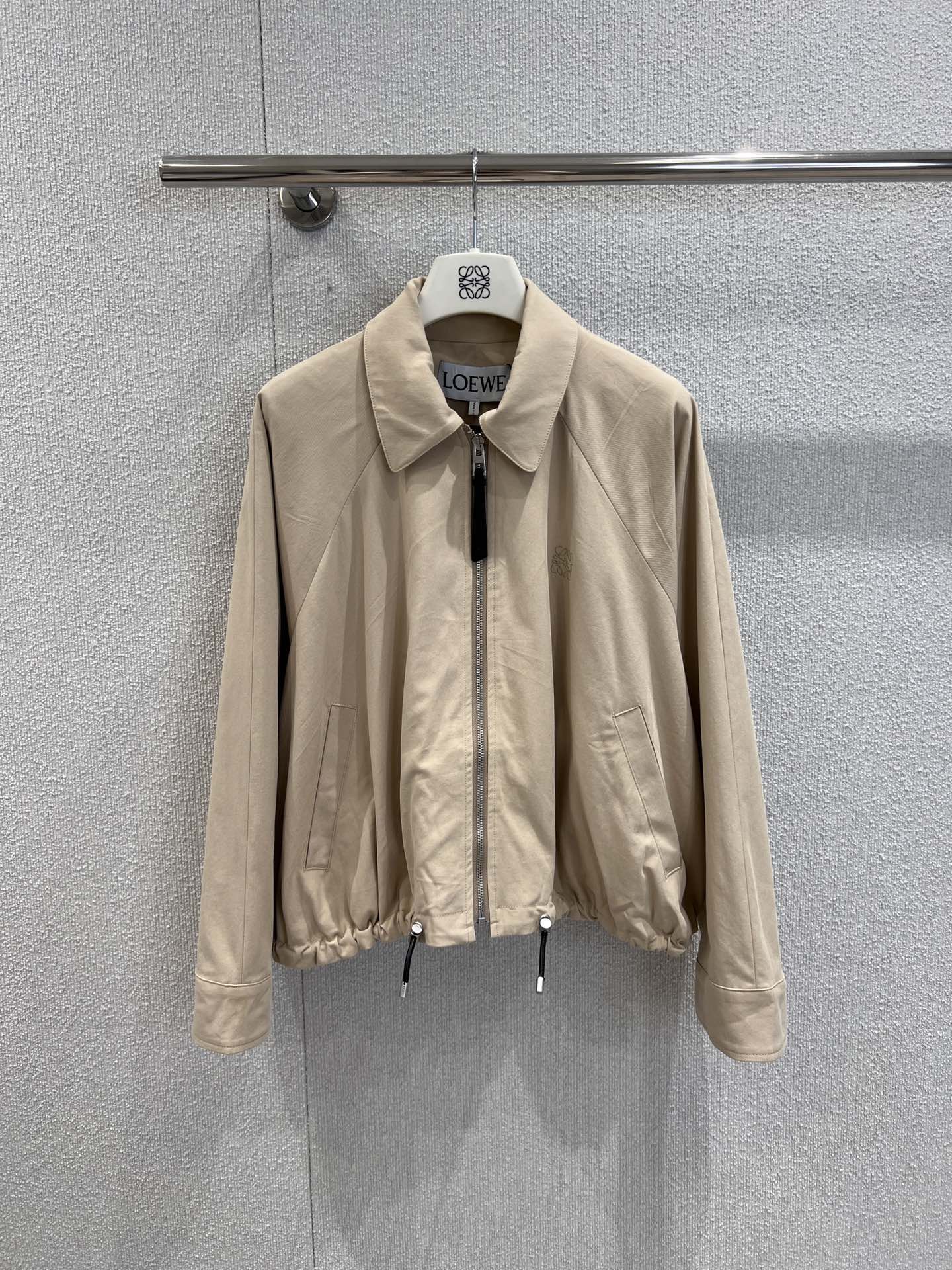 LO 25Ss Early Spring New Flip Lapel Zipper Short Drawstring Jacket Jacket