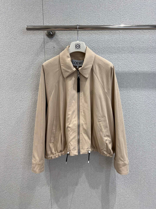 LO 25Ss Early Spring New Flip Lapel Zipper Short Drawstring Jacket Jacket