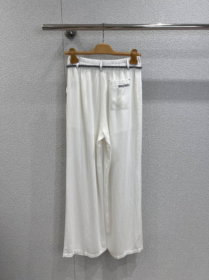 M 25SS Spring/Summer New Embroidered Cotton Short Sleeve + Tencel Denim Wide Leg Set