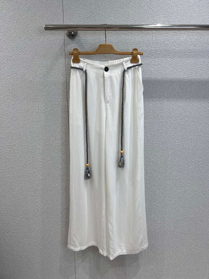 M 25SS Spring/Summer New Embroidered Cotton Short Sleeve + Tencel Denim Wide Leg Set