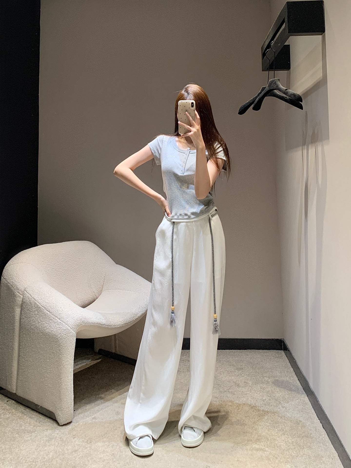 M 25SS Spring/Summer New Embroidered Cotton Short Sleeve + Tencel Denim Wide Leg Set