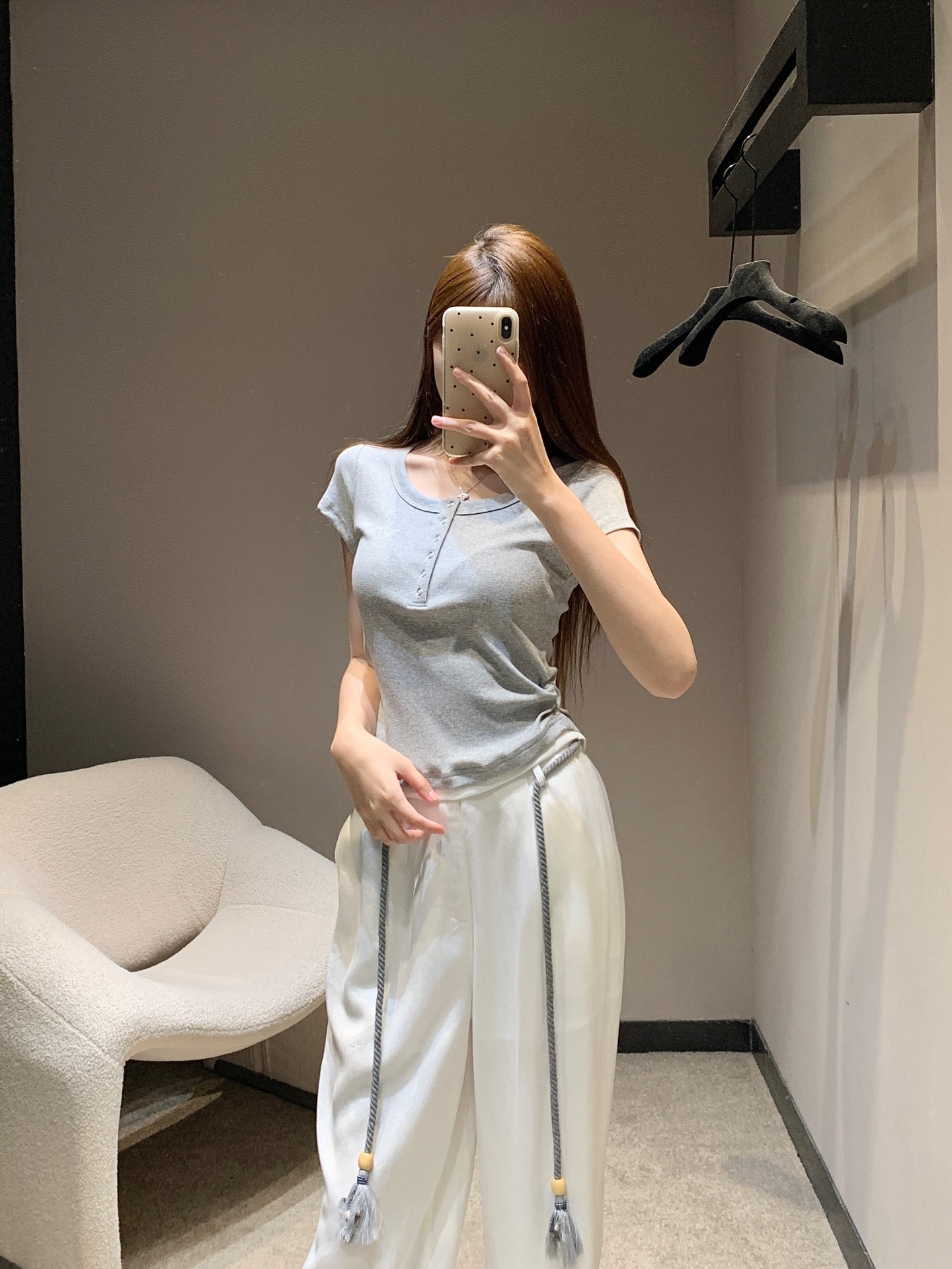 M 25SS Spring/Summer New Embroidered Cotton Short Sleeve + Tencel Denim Wide Leg Set