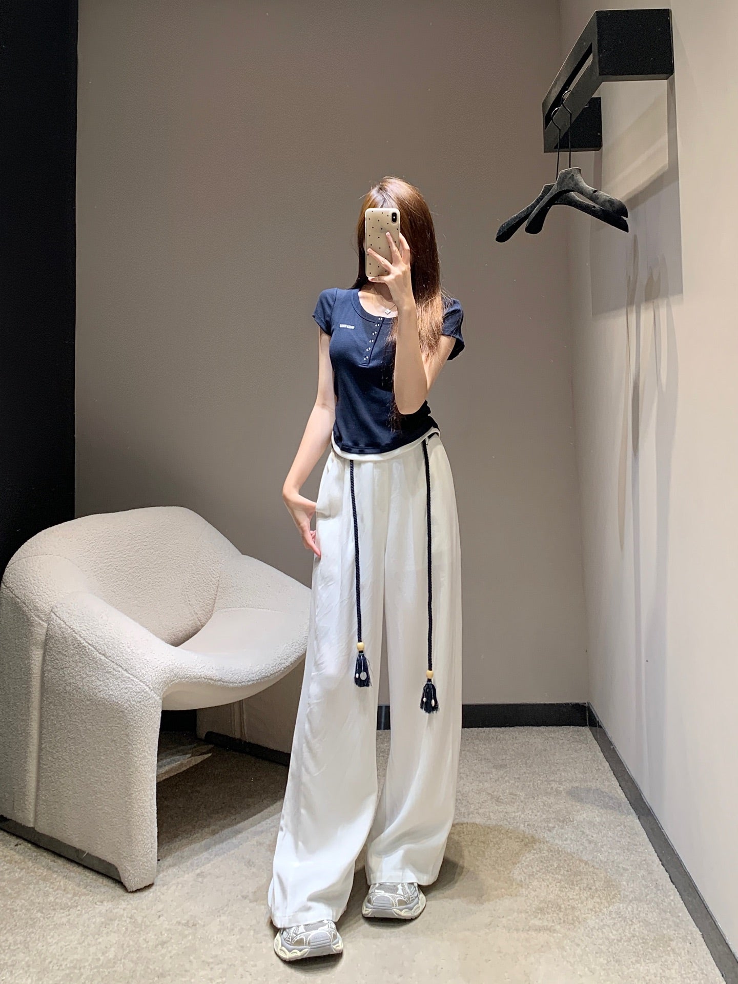 M 25SS Spring/Summer New Embroidered Cotton Short Sleeve + Tencel Denim Wide Leg Set