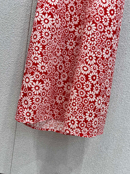 M 25 new spring and summer red floral halter dress