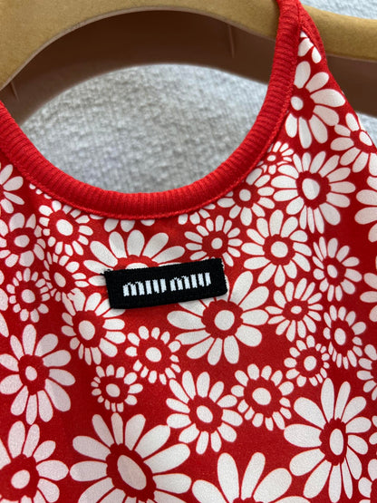 M 25 new spring and summer red floral halter dress